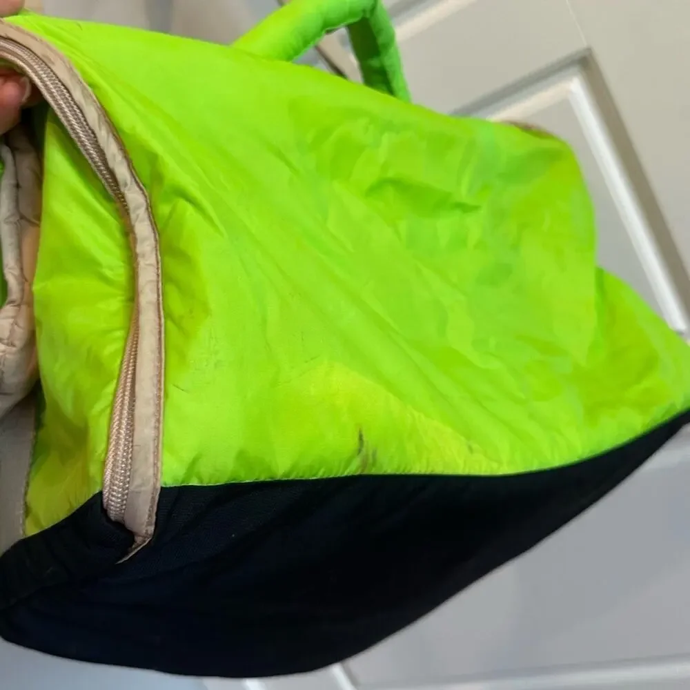 7 A.M. Enfant Voyage Puffer Neon Green Diaper Weekender Travel Bag